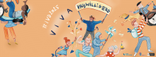 personages met banner "viva vrijwilligers"